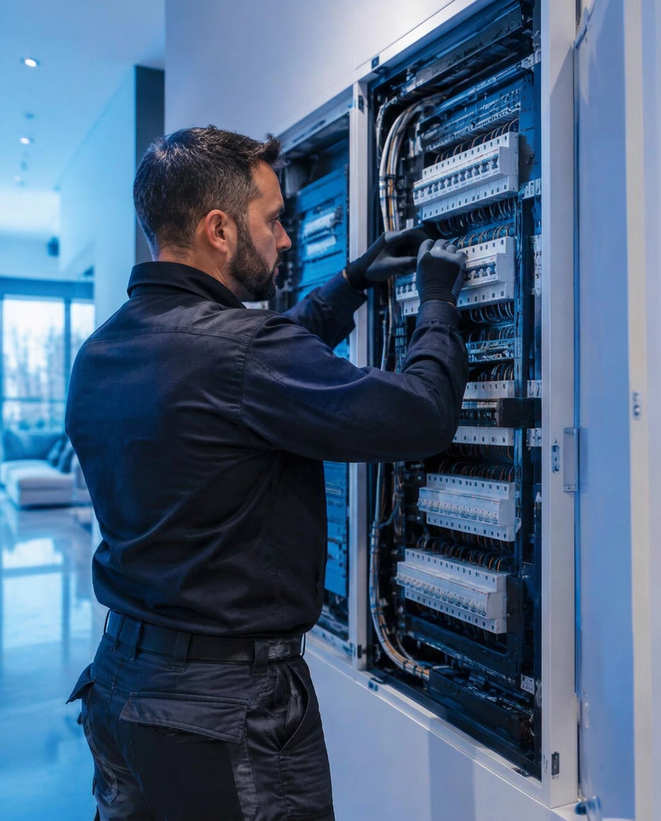 Profissional Iren montando quadro elétrico